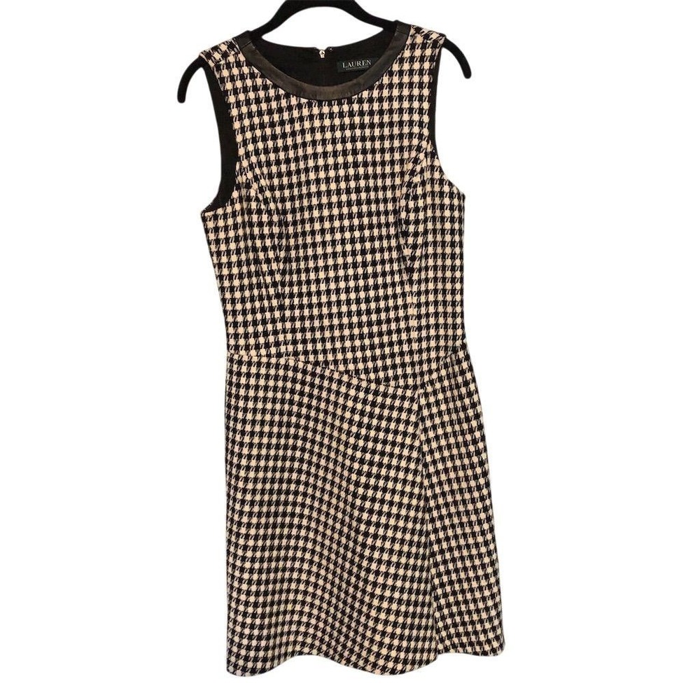 Ralph Lauren Black and Cream Houndstooth Sleeveless Dress